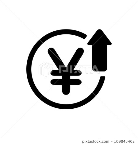 日元 日圓 日圓堅挺、升息、銷售增加、利潤增加/成本增加向量圖標 109843402