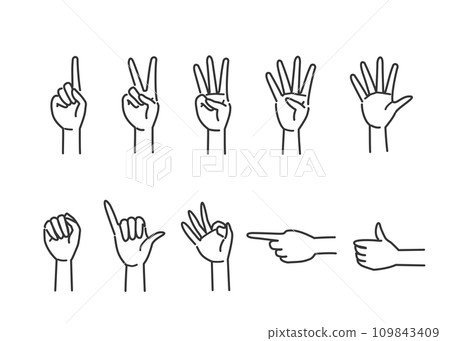 Illustration of various finger movements Illustration of various finger movements 109843409