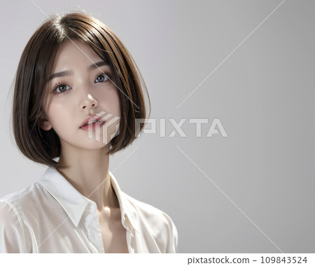一位留著黑色短髮的日本女性肖像(AI 生成圖像) 一位留著黑色短髮的日本女性肖像(AI 生成圖像) 109843524