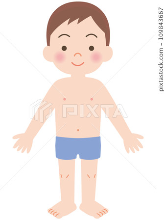 Boy in underwear, front Boy in underwear, front 109843667