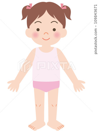 穿內衣的女孩，正面，全身 109843671