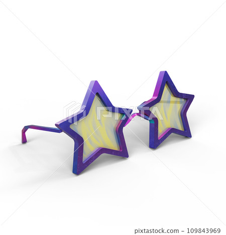 Luxery Sunglasses in Star Shape. 3D Illustration. File with Clipping Path. Luxery Sunglasses in Star Shape. 3D Illustration. File with Clipping Path. 109843969