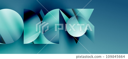 Captivating abstract backdrop composed of interlocking triangles and circles, forming an intriguing dance of shapes and patterns that exude both elegance and modernity 109845664