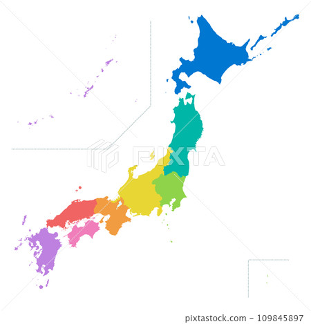 Map of Japan without prefectural borders 109845897