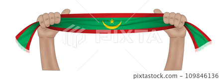 3D Flag on ribbon in hand 3D Flag on ribbon in hand 109846136