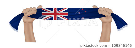 3D Flag on ribbon in hand 3D Flag on ribbon in hand 109846146