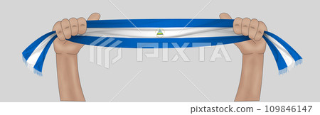 3D Flag on ribbon in hand 3D Flag on ribbon in hand 109846147