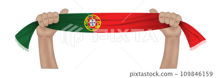3D Flag on ribbon in hand 3D Flag on ribbon in hand 109846159
