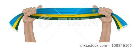 3D Flag on ribbon in hand 109846165