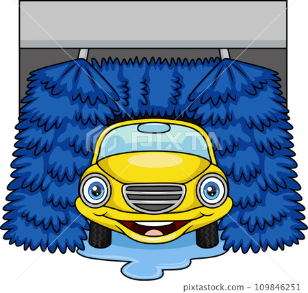 Automatic carwash service with blue brushes Automatic carwash service with blue brushes 109846251