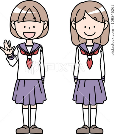 兩名穿著水手服的女學生 109846262