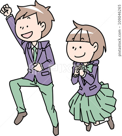 穿著西裝外套的男女跳 109846265