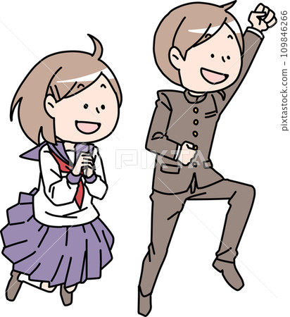 穿制服的男女跳 穿制服的男女跳 109846266