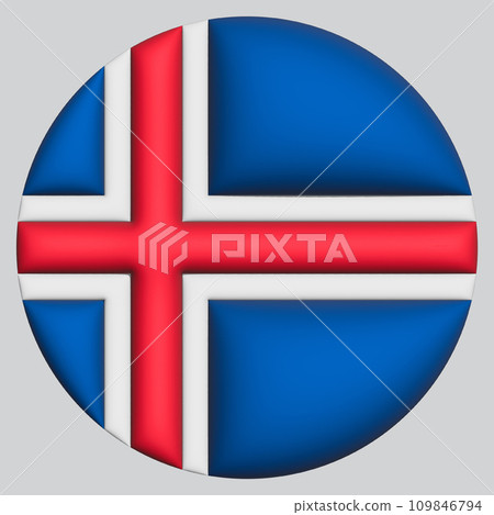 3D Flag of Iceland on circle 109846794