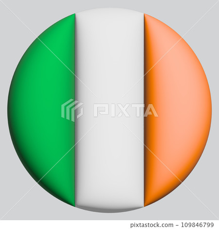 3D Flag of Ireland on circle 3D Flag of Ireland on circle 109846799