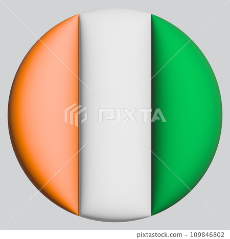 3D Flag of Ivory Coast on circle 109846802