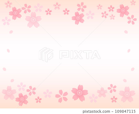 Loose and cute cherry blossom gradation frame Loose and cute cherry blossom gradation frame 109847115