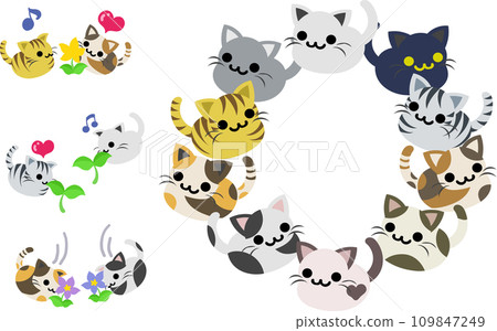 一組可愛的日常生活插圖,可愛的貓咪看起來像毛絨動物。 一組可愛的日常生活插圖,可愛的貓咪看起來像毛絨動物。 109847249