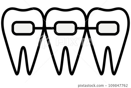 Dentistry: Metal brackets, orthodontic appliances used to correct tooth alignment 109847762