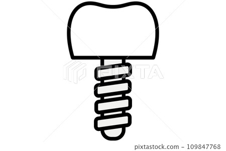 牙科：人造牙齒、口腔植入物的簡單線條畫圖標 109847768