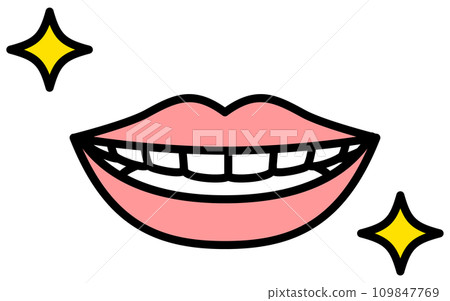 Dentistry: Image of beautiful teeth alignment, simple line drawing icon Dentistry: Image of beautiful teeth alignment, simple line drawing icon 109847769