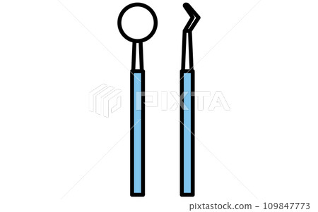 Dentistry: Simple line drawings of therapeutic instruments used in tooth decay treatment 109847773