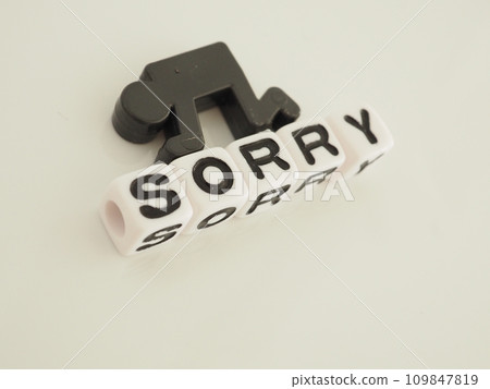 Sorry word and silhouette of apologizing pose Sorry word and silhouette of apologizing pose 109847819
