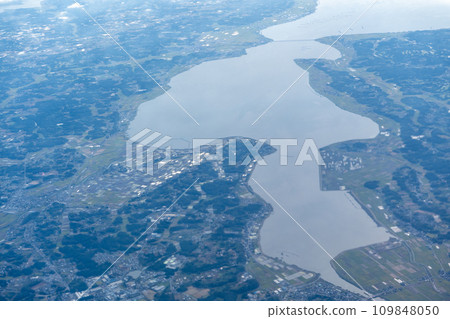 在飛機內拍攝茨城縣霞浦 | 飛行中攝影 | 飛機旅行影像 109848050