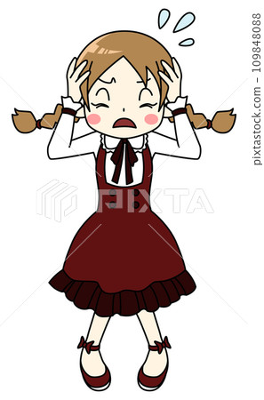 一個擔心和焦慮的女孩的插圖 109848088