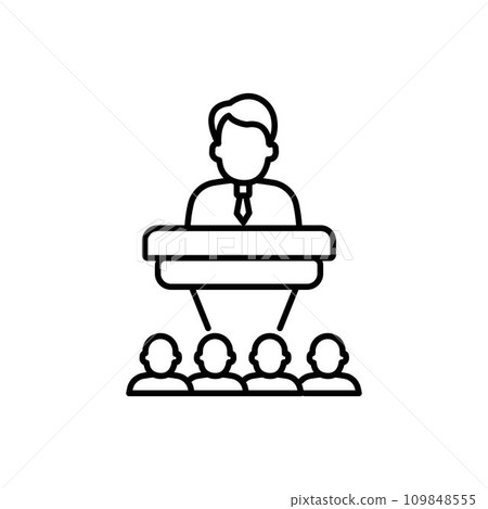 Lecture icon. Lecture linear symbol design from Online learning collection. 109848555