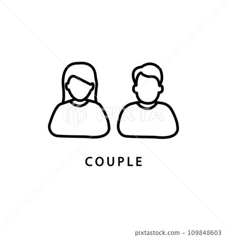 Couple icon or logo in modern line style. High quality black outline pictogram for web site design and mobile apps. Vector illustration on a white background. Couple icon or logo in modern line style. High quality black outline pictogram for web site design and mobile apps. Vector illustration on a white background. 109848603