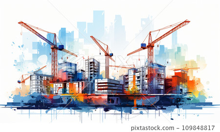 Building construction sites and project management in the city center. 109848817