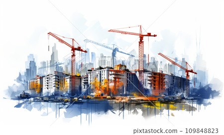 市中心的建築工地和專案管理。 市中心的建築工地和專案管理。 109848823