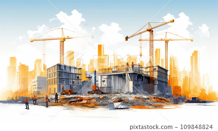 市中心的建築工地和專案管理。 109848824