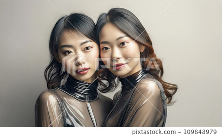 Beauty image of two young Asian women (AI generated) 109848979