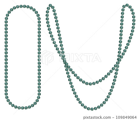 Hand drawn watercolor Mardi Gras carnival symbols. String of beads necklace jewelry throws in traditional color. Single object isolated on white background. Design for party invitation, print, shop 109849064