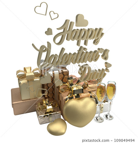 The gold text and gift box for Valentine's Day concept 3d rendering The gold text and gift box for Valentine's Day concept 3d rendering 109849494