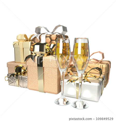 The gold text and gift box for Valentine's Day concept 3d rendering The gold text and gift box for Valentine's Day concept 3d rendering 109849529