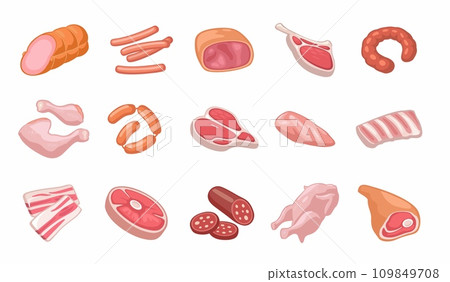 Set meat products. Vector color vector icon 109849708
