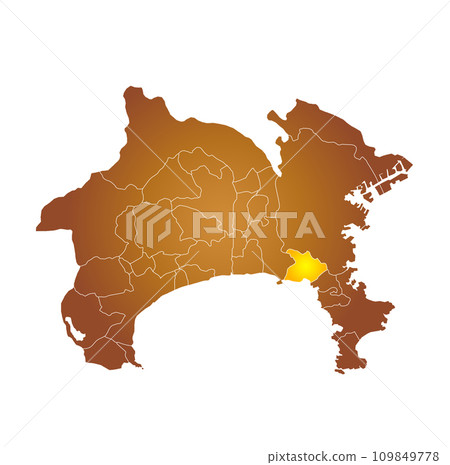 Kamakura city and Kanagawa prefecture map 109849778