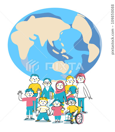 地球與不同年齡、種族、民族的孩子小學生插畫素材 地球與不同年齡、種族、民族的孩子小學生插畫素材 109850088
