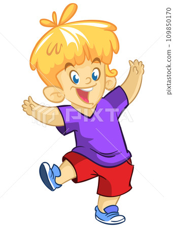 Vector illustration happy cute little kid boy wear a clothes