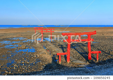 [佐賀郡] 退潮時的王王神社水下鳥居 109850245