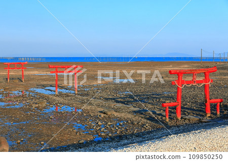 [Saga Prefecture] Underwater torii of Ouo Shrine at low tide 109850250