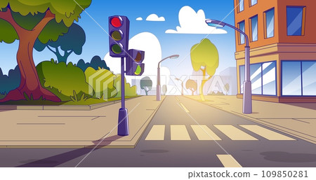 City street intersection with sidewalk 109850281