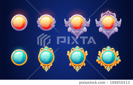 Badge with diamond for game ui level rank. 109850313