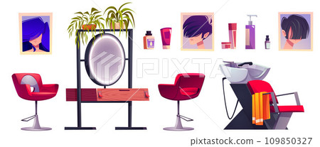 Beauty salon interior equipment and cosmetics. Beauty salon interior equipment and cosmetics. 109850327
