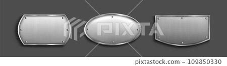 Set of steel tags with blank metal surface Set of steel tags with blank metal surface 109850330