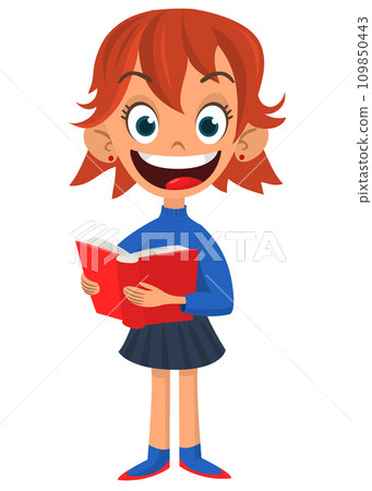 Cute young boy waving and smiling. Vector cartoon  illustration of a teenager in casual street clothes presenting. Outlined 109850443