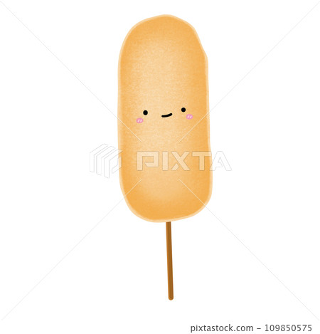 Cute Corndog Mascot Character Kawaii Food Corndog Cartoon illustration Korean Food Drawing Sausage Fried Korean Street Food Cartoon 109850575